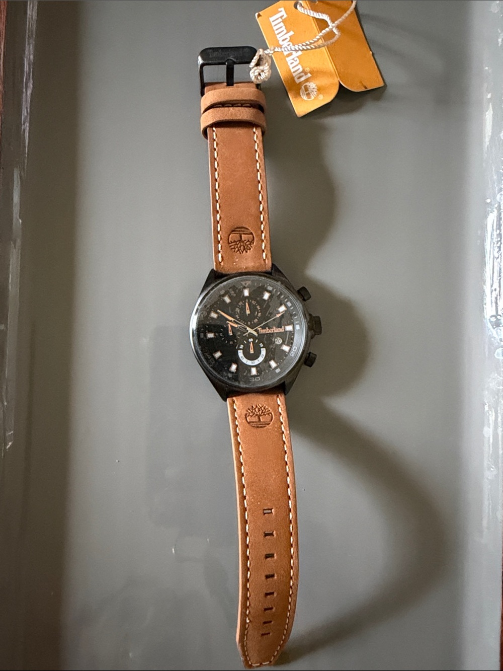 Timberland Brown Leather Strap Men's Chronograph Watch new with tags retails 189